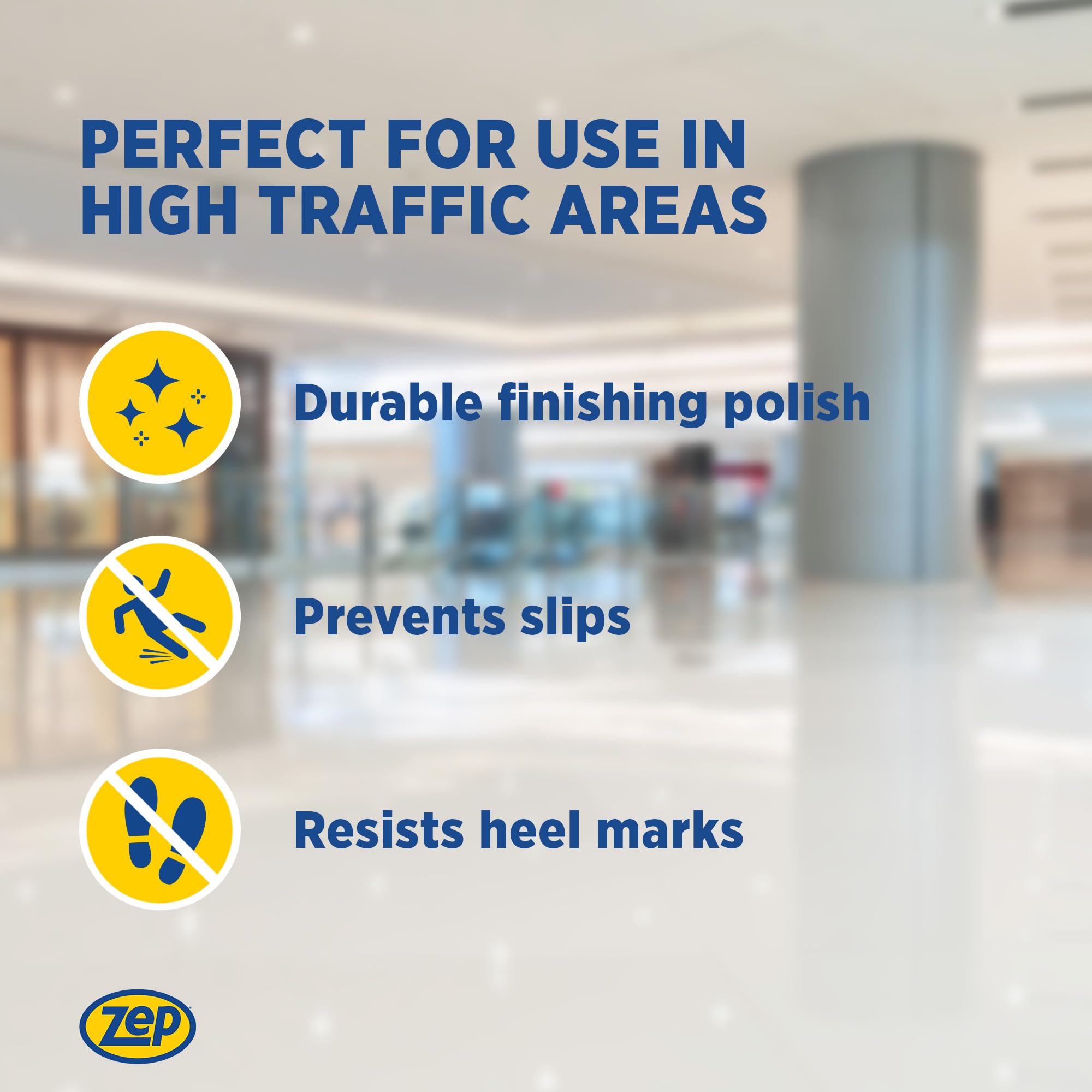 Zep High Traffic Floor Polish - 5 Gal (1 Pail) ZUHTFF5G - Scuff and Slip Resistant Durable Floor Finishing Polish for Vinyl (VCT), Sealed Concrete