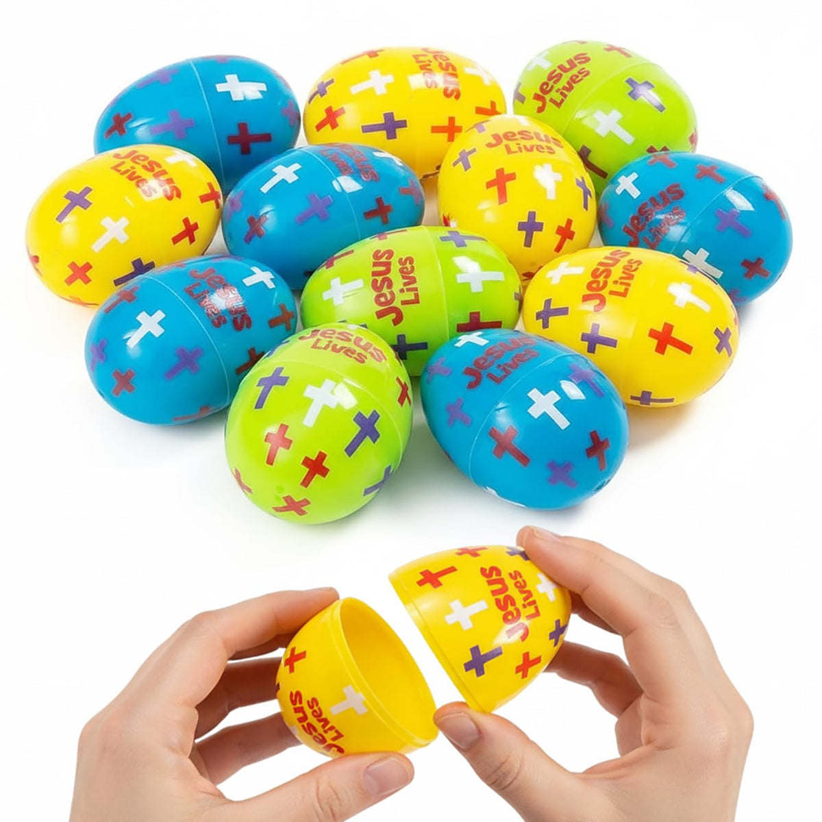 Fun Express 2 1/4" Religious Jesus Lives Plastic Easter Eggs, 24 Piece