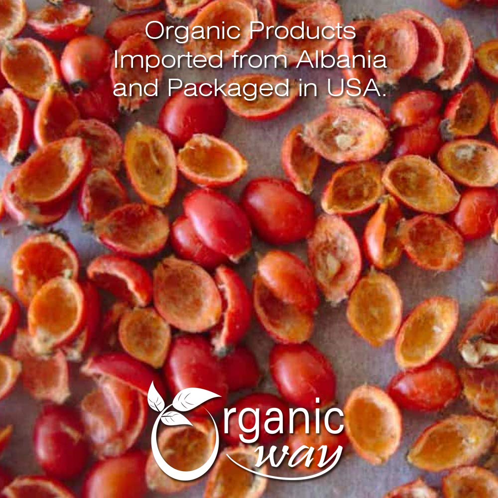 Organic Way Rosehips Fruit Seedless Cut & Sifted (Rosa canina) - Herbal Tea - European Wild-Harvest | Organic & Kosher Certified | Vegan, Non GMO