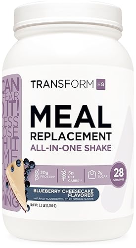 TransformHQ Meal Replacement Shake Powder 28 Servings (Blueberry Cheesecake) - Gluten Free, Non-GMO
