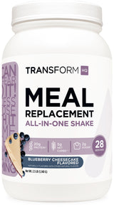 TransformHQ Meal Replacement Shake Powder 28 Servings (Blueberry Cheesecake) - Gluten Free, Non-GMO