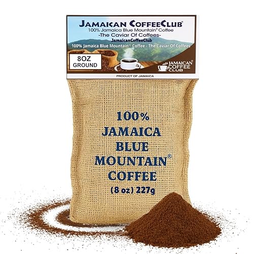 JamaicanCoffeeClub 100% Jamaican Blue Mountain Coffee Ground, RG 8oz Fresh Roasted Beans, Smooth Bold Flavor, Premium Coffee from Jamaica, Medium