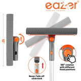 Eazer 46'' Professional Window Cleaner Tool, 2-in-1 Rotatable Squeegee for Window Cleaning Kit, Window Washing Equipment Kit with Threaded Extension