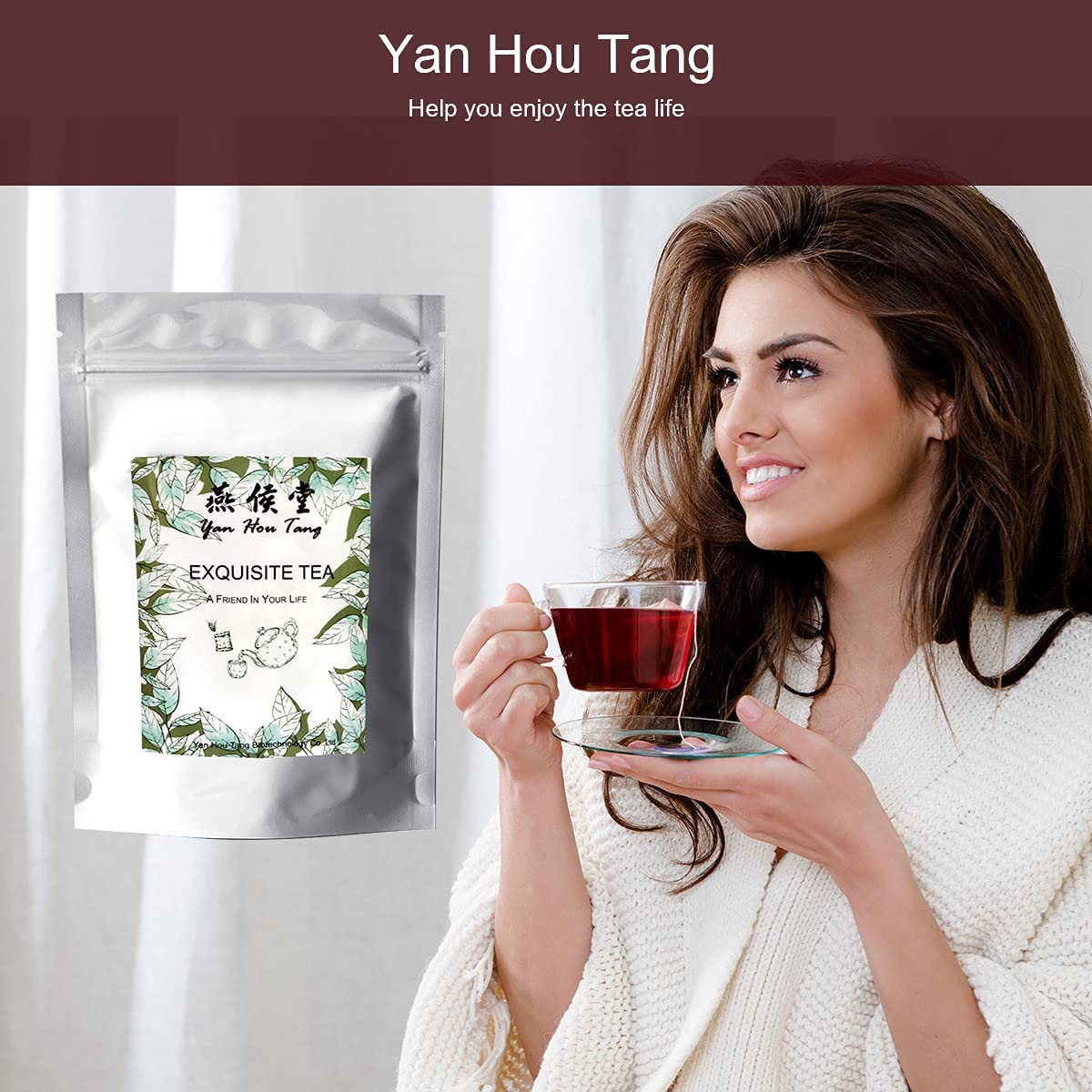 EILIN YHT Hibiscus Flower Tea Bags Jamaica Herbal Roselle Tea 50 Counts x 3Grams