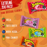 Bubbaloo Bubble Gum Mexican Chewing Gum Assortment | 200 Count Variety Bulk Pack | Strawberry, Sour Blueberry, Tutti Frutti & Pinapple Chamoy Juicy