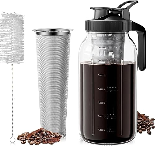 For Cold Brew Coffee Maker 64oz, Iced with 304 Stainless Steel Black
