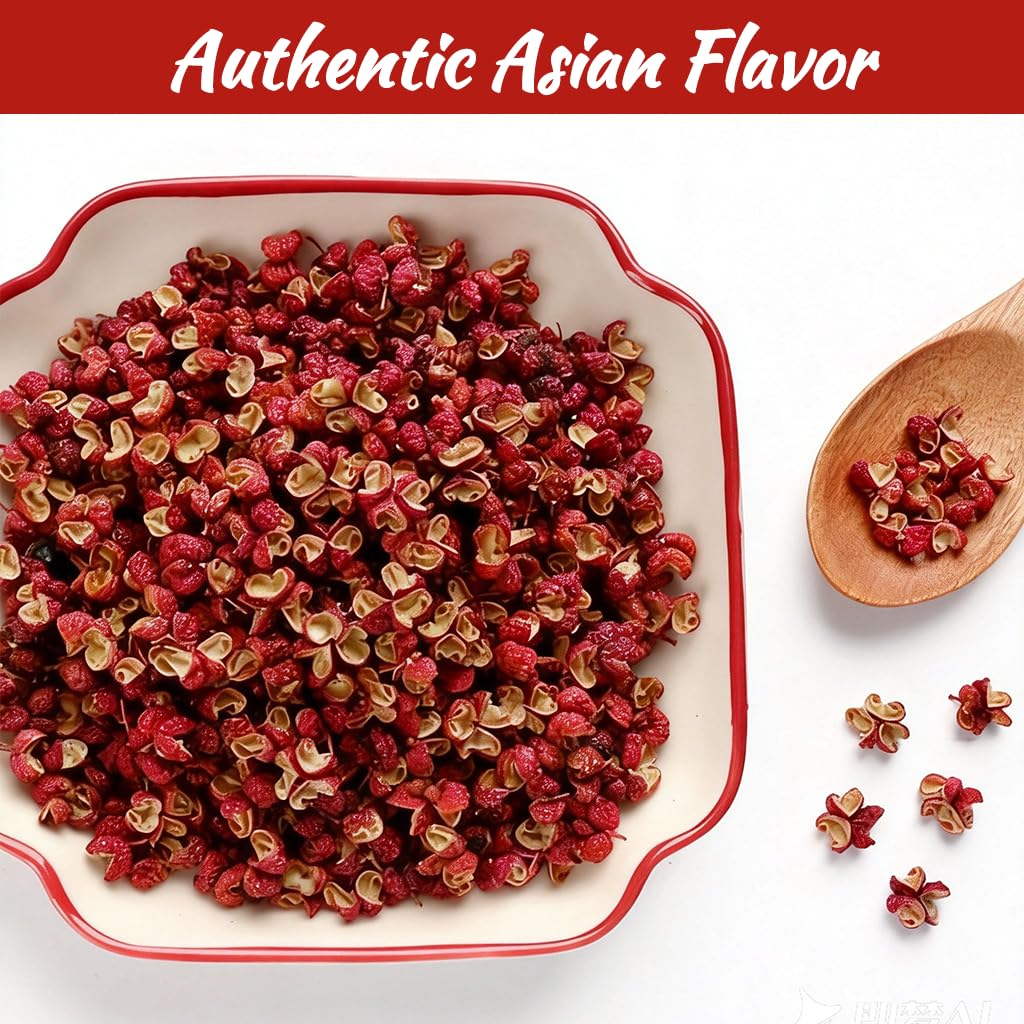 Sichuan Peppercorns Whole Organic 4OZ-Authentic Szechuan Red Peppercorns for Grinder Refill, Fresh Strong Flavor Seasoning for Chinese Dishes Mapo