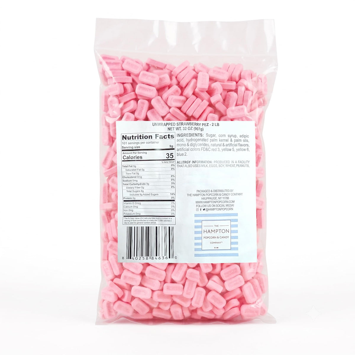 Strawberry Candy Refill Pack Unwrapped Bulk Bag, 2 Pound Bulk Bag, Pink Candy