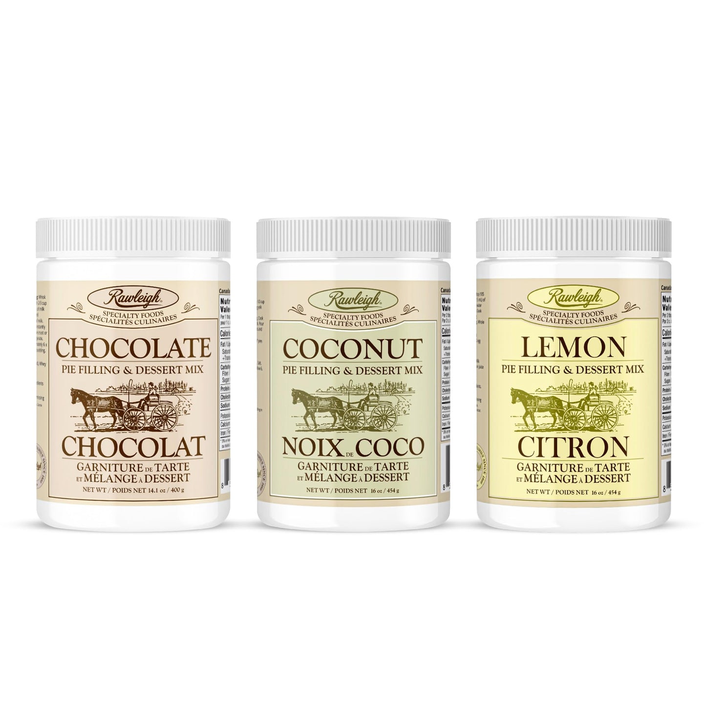 Rawleigh Pie Filling & Dessert Mixes: Pack of 3 - All 3 Flavors of Lemon, Chocolate, and Coconut. Instant Dessert Mix, Gluten Free, No MSG, Vegetarian