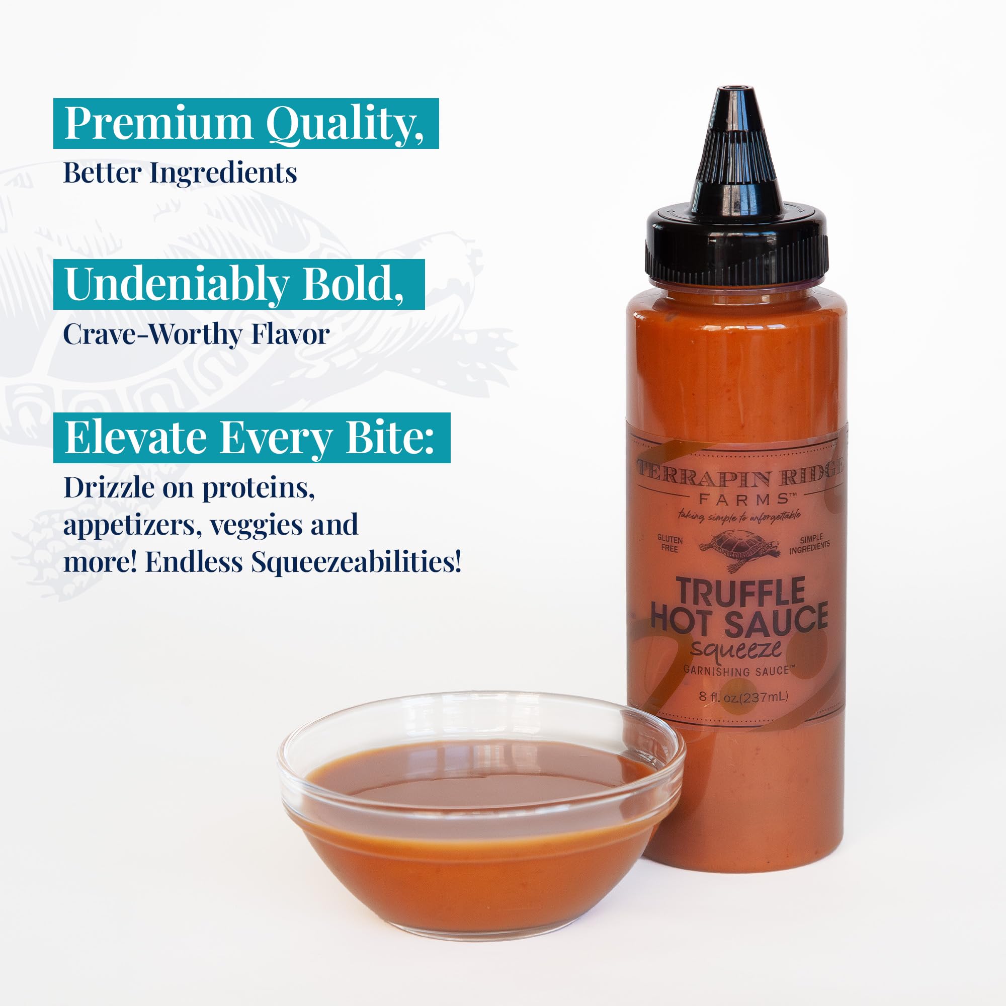 Terrapin Ridge Farms Gourmet Truffle Hot Sauce, Spicy and Earthy Condiment - 8 oz Bottle (Pack of 2)