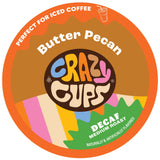 Crazy Cups Flavored Decaf Coffee Pods, Decaf Butter Pecan Coffee, Decaf K Cups for Keurig K Cups Machines, Hot or Iced, Single Serve Decaffeinated in