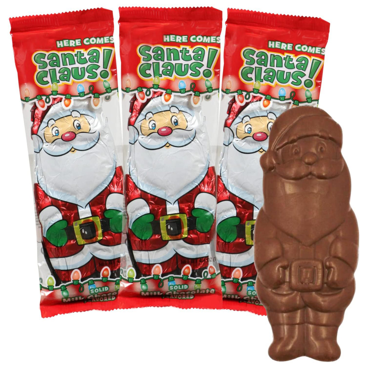 Christmas Santa Claus Milk Chocolate Candy, Pack of 3, 4 Ounces Each