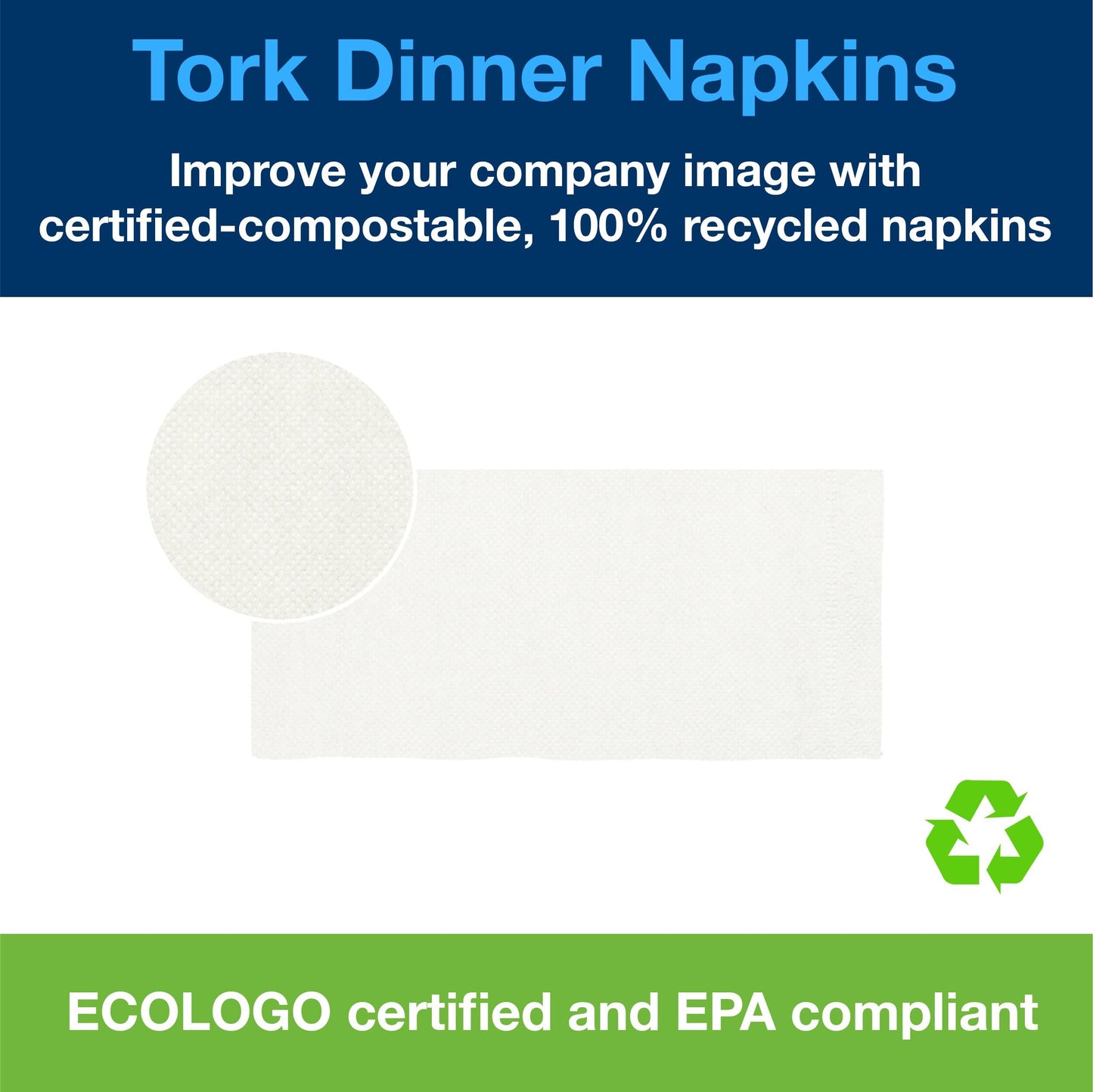 Tork White Dinner Napkin, 1/8 Fold 1-ply, 17" x 14.9", 12 x 250 napkins, N5181A, White
