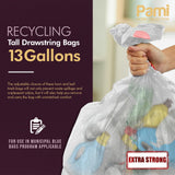 PAMI Recycling Tall Kitchen Drawstring Trash Bags- Extra-Strong Plastic Garbage Bags- Thick Trash Can Liners For Kitchen & Outdoor Bins- 2ft x2ft