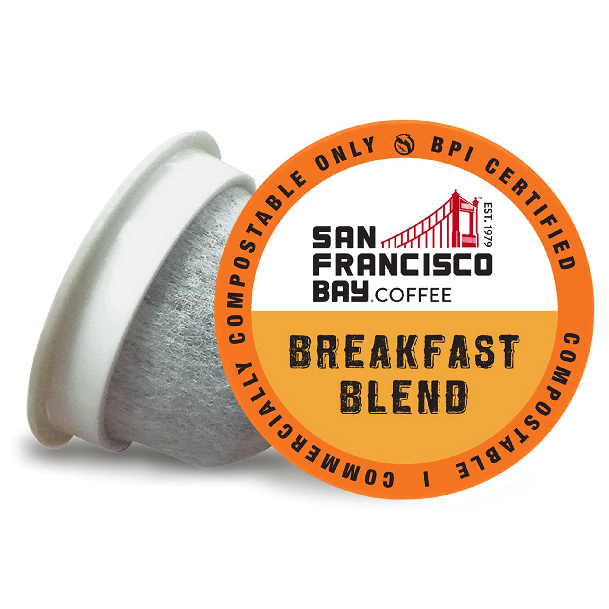 SF Bay Breakfast Blend Coffee, OneCup - 72 Count Compostable Coffee Pods - Medium Roast Arabica - Compatible with Most Keurig K-Cup Brewers