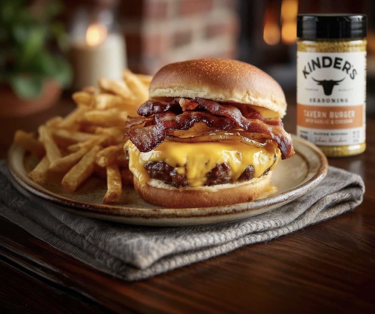 Kinders Tavern Burger With Garlic and Cheddar Seasoning 10.2 Oz