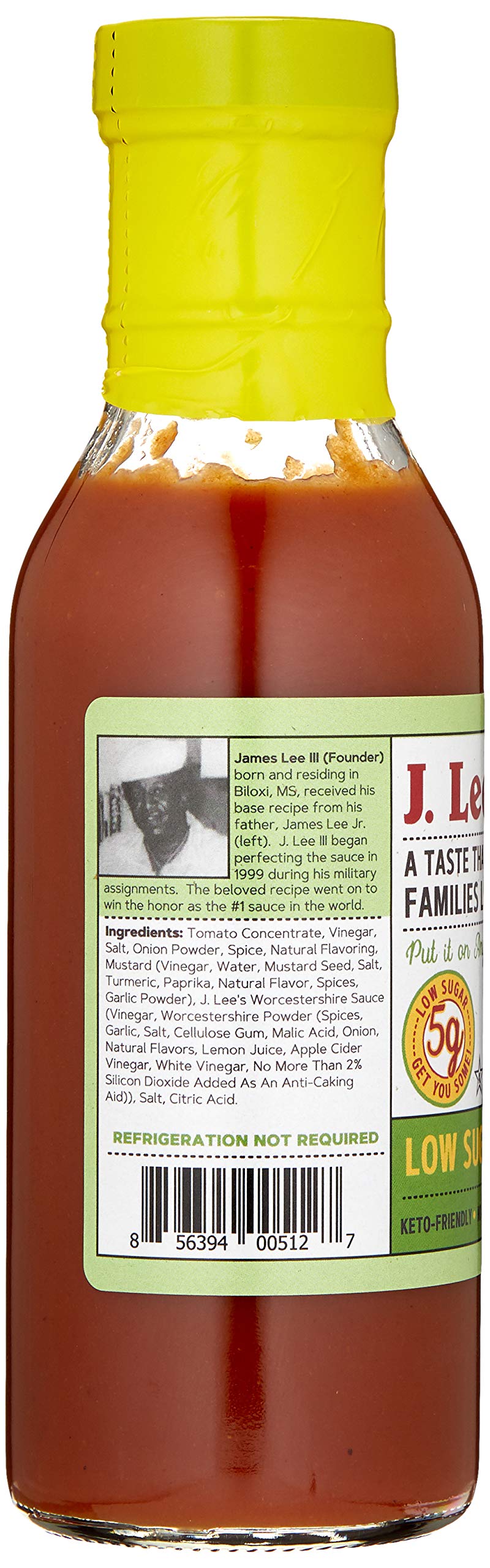 J. Lee's Gourmet BBQ Sauce - Low Sugar, Gluten- Free, No MSG, No High Fructose Corn Syrup, Low Sodium, No Refrigeration Required After Opening