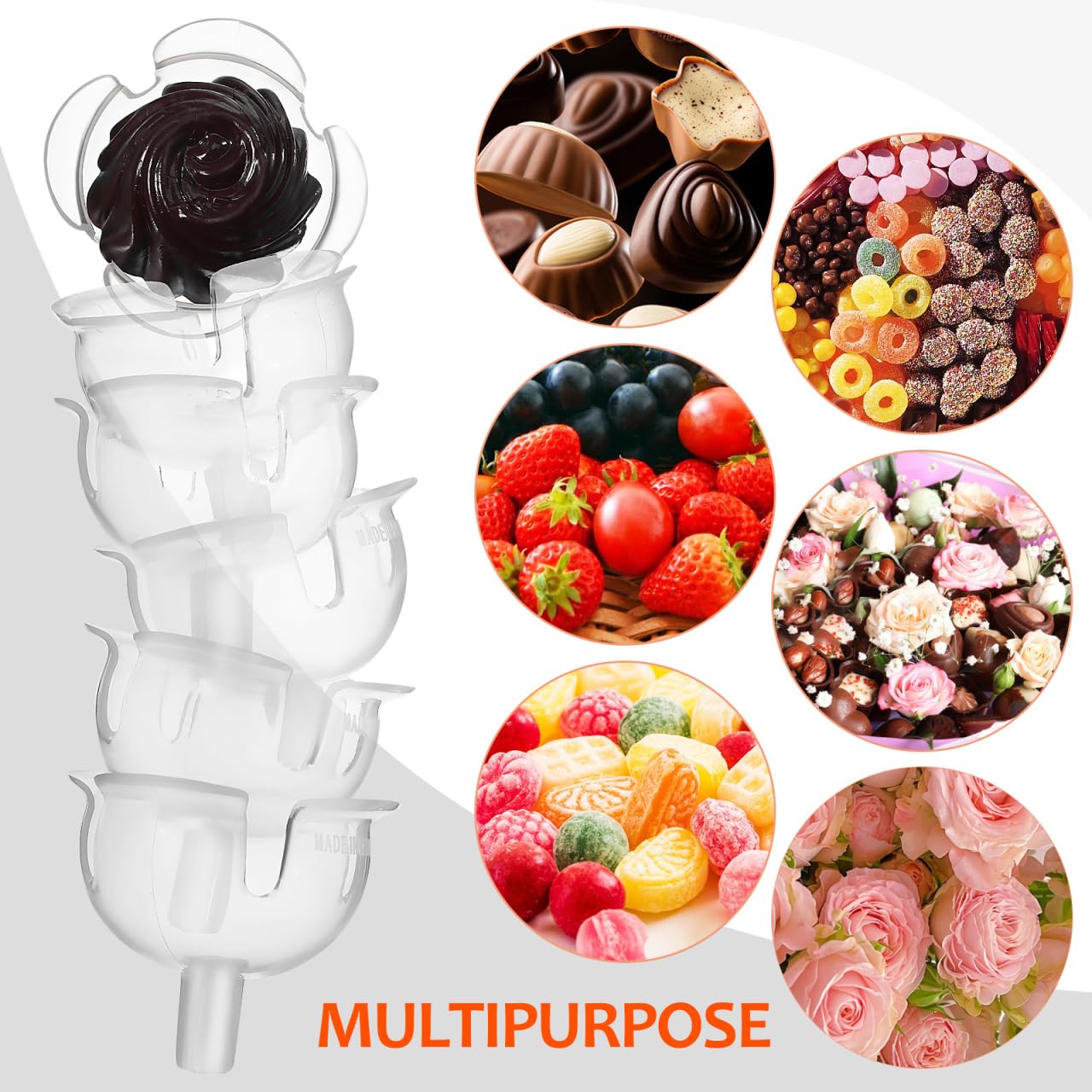 NUOBESTY 100pcs Chocolate Holder for Bouquet Candy Bouquet Fixed Base Transparent Candy Truffles Chocolate Holders Packaging Accessories Birthday