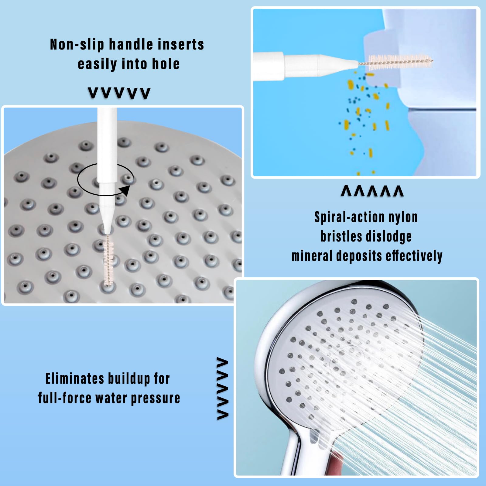 RWNXKARN 30 Pcs Shower Head Cleaner Tool with Shower Head Cleaning Brushes & Showerhead Cleaner Picks - Unclogs Clogged Nozzles, Removes Hard Water