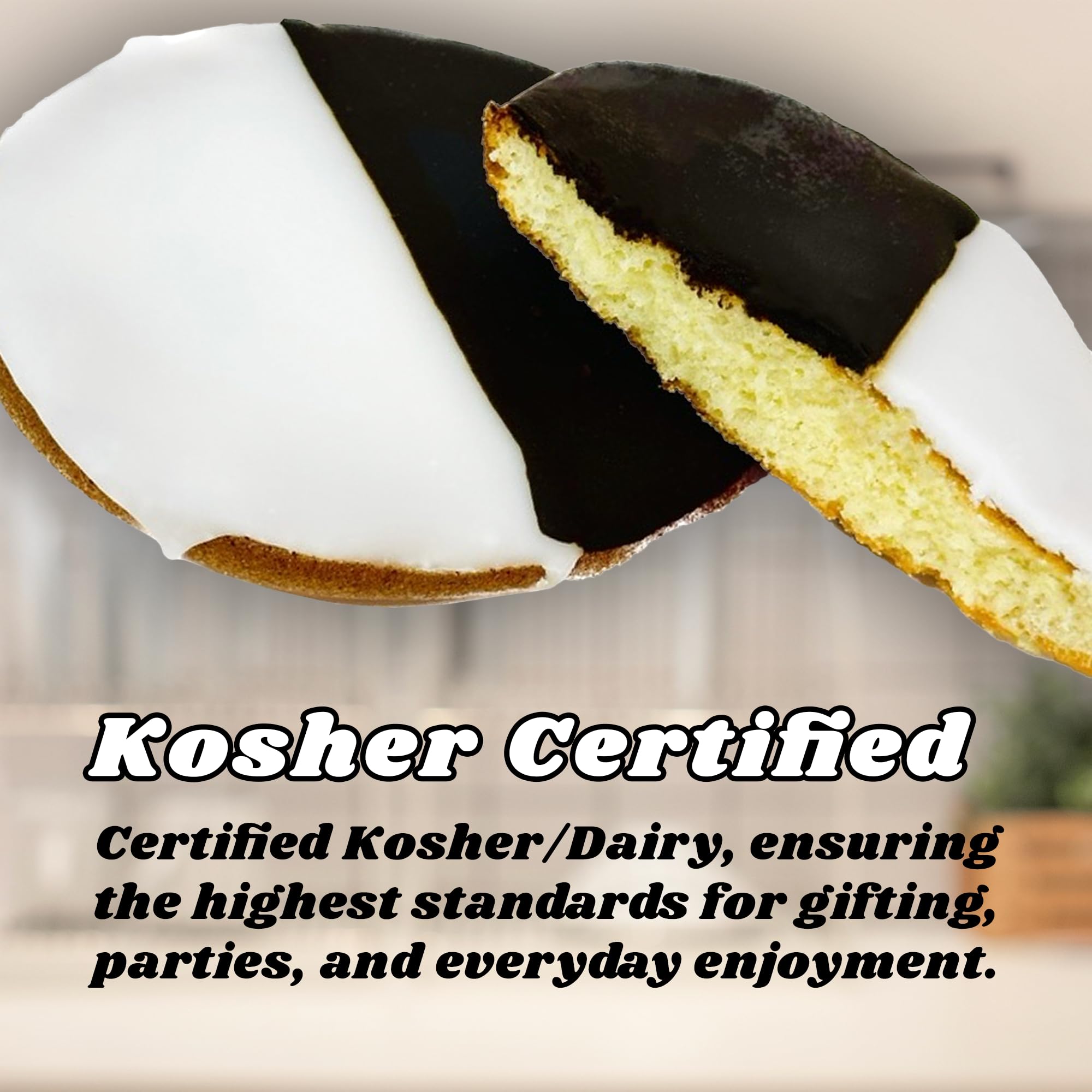 Best Cookies 5" Black and White Cookies New York Style - 24 Gourmet Vanilla Cookies Individually Wrapped, Kosher Certified, Fresh Bakery Snack