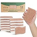 Sponges Kitchen - 12-Pack, Natural sponges for Dishes S-Shaped Dual-Layer for Pots, Pans, Tableware, Durable & Comfortable Grip for Everyday Cleaning