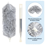 ZZ LAZYCOTTAGE Duster with Extension Pole & Flexible Head, Gray Feather Duster, Long Ddusters for Cleaning for High Ceilings, Walls, Fans, Cobweb