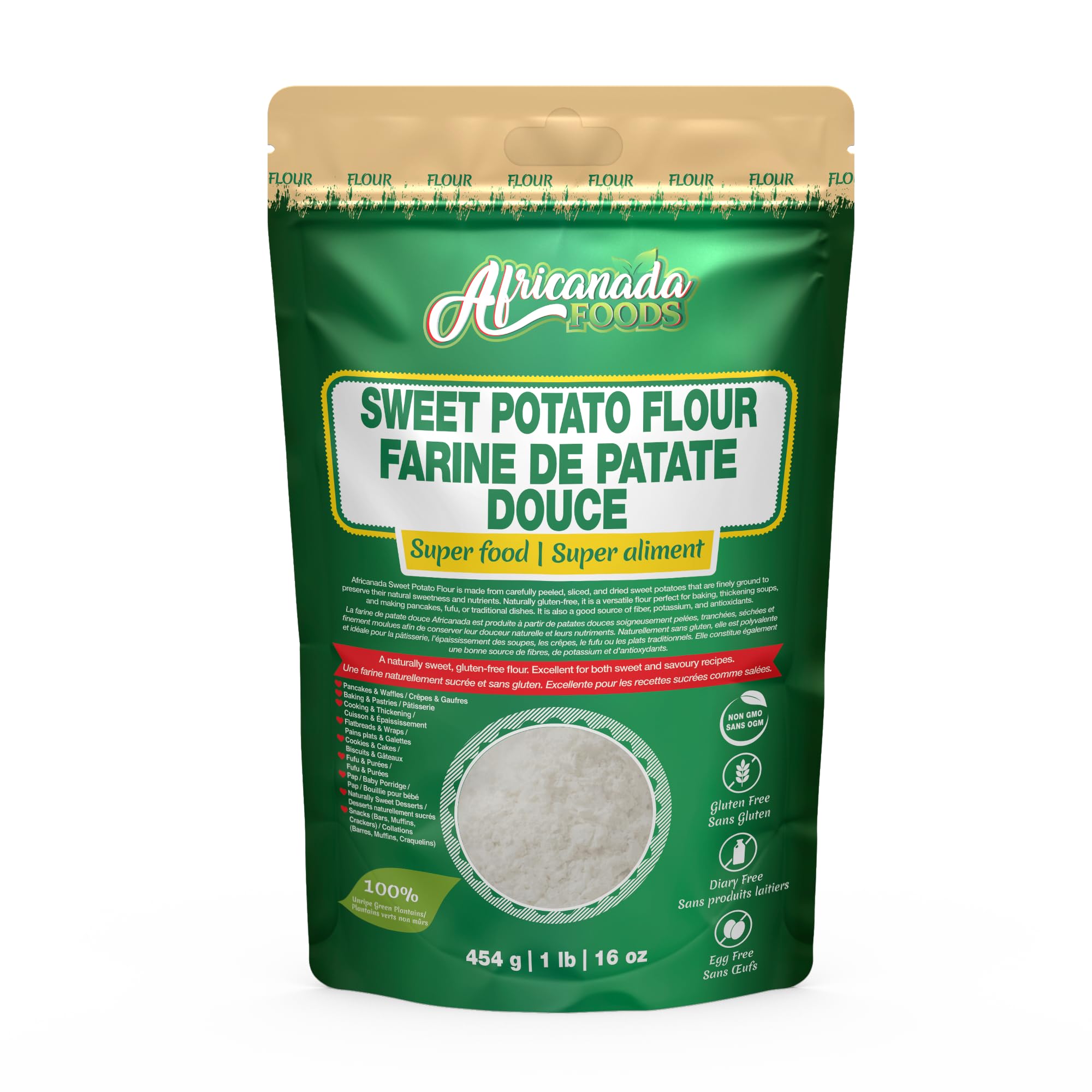 All-Natural Sweet Potato Flour - Gluten-Free, Non-GMO, Vegan | Ideal for Baking, Cooking & Smoothies | 454g (1 lb)