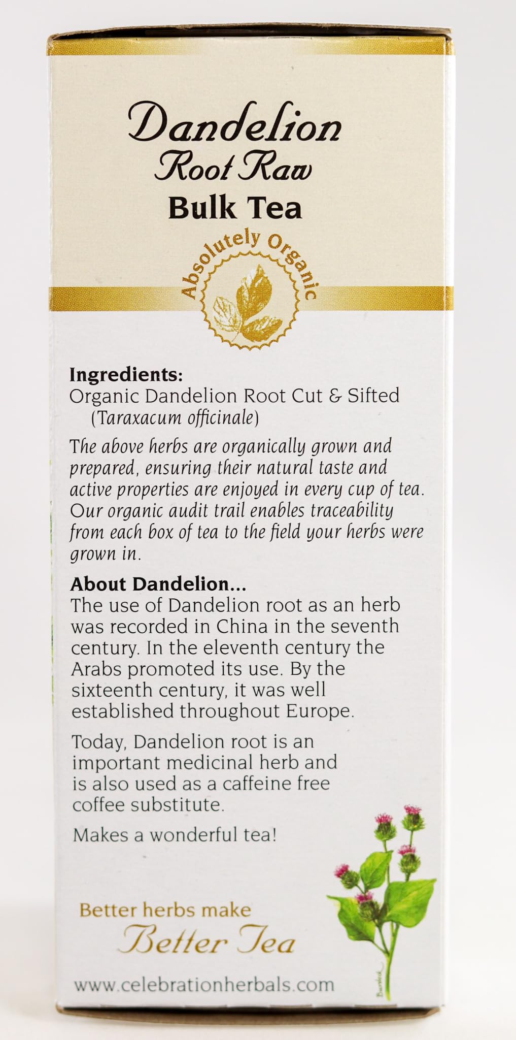 CELEBRATION HERBALS Dandelion Root Raw Organic 65 gm, 0.02 Pound