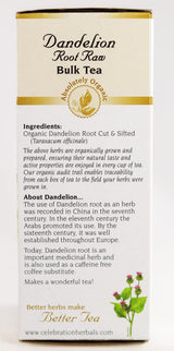 CELEBRATION HERBALS Dandelion Root Raw Organic 65 gm, 0.02 Pound