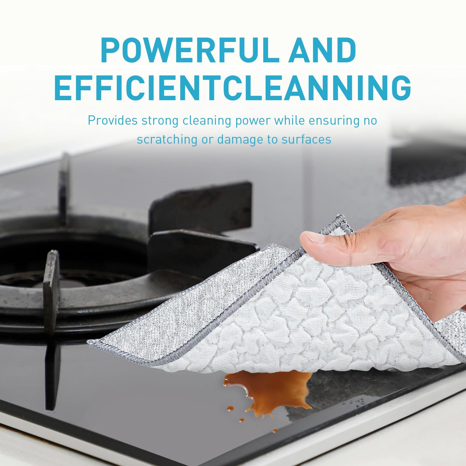 XHWXYQ New Upgrade Non Scratch Wire Dishcloth, Multipurpose Wire Dishwashing Rags for Kitchen, Wet and Dry, Sinks, Cookware, Stove, Easy Rinsing