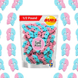 BUBS Sour Dizzy Skulls - Bubblegum Flavor, 1/2 Pound Soft Foam Godis - Premium Vagen Swedish Candy by Susa Candy