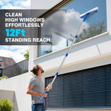 ARTIPOLY Squeegee for Window Cleaning, 14" Extra-Large Squeegee & Microfiber Scrubber Combi with 60" Stainless Steel Pole, Window Cleaning Kit