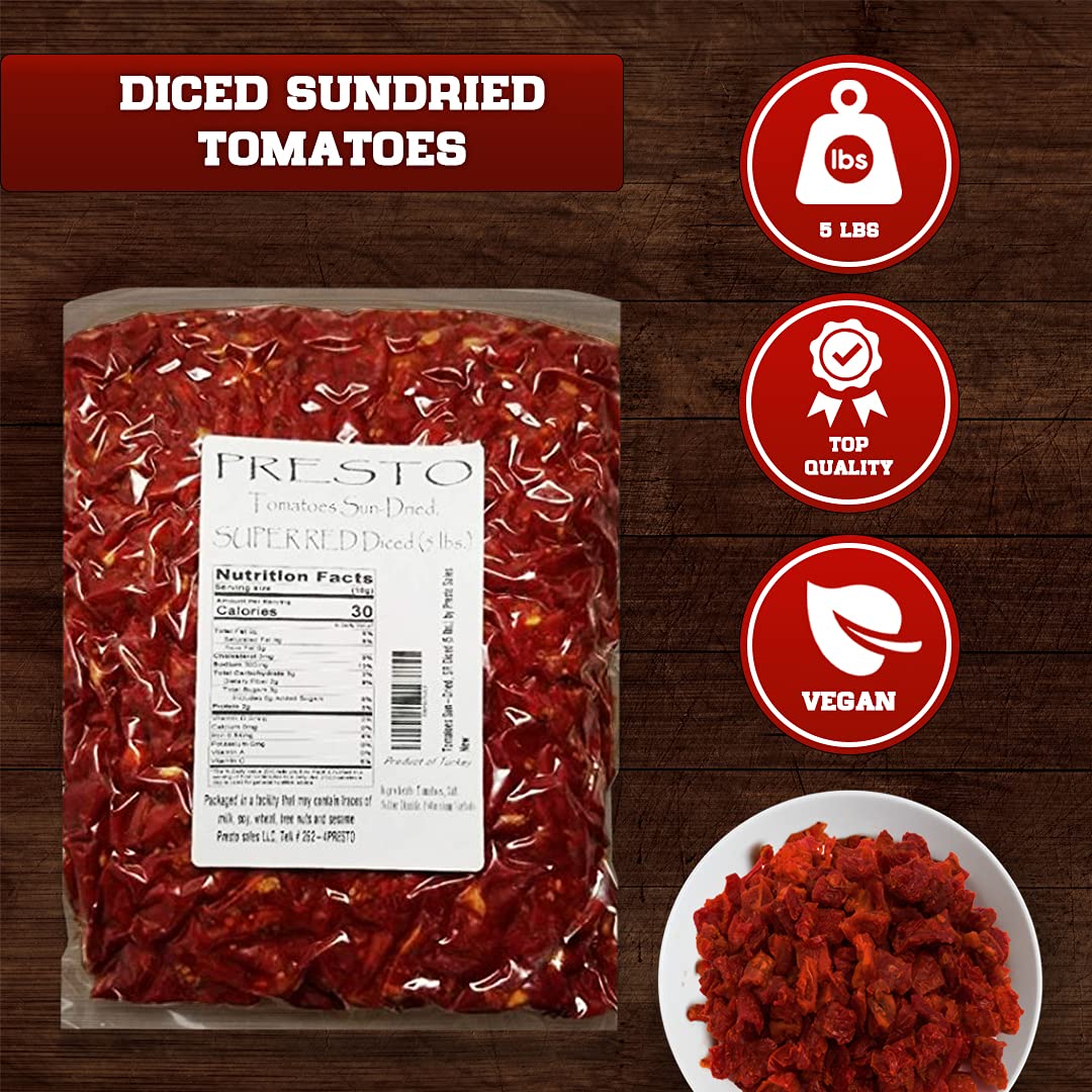 Tomatoes Sun-Dried, SUPER RED Diced cut, Ready to Eat Vegetables | Produced from fresh field-grown tomatoes, cut into diced cut | Nutrient Full