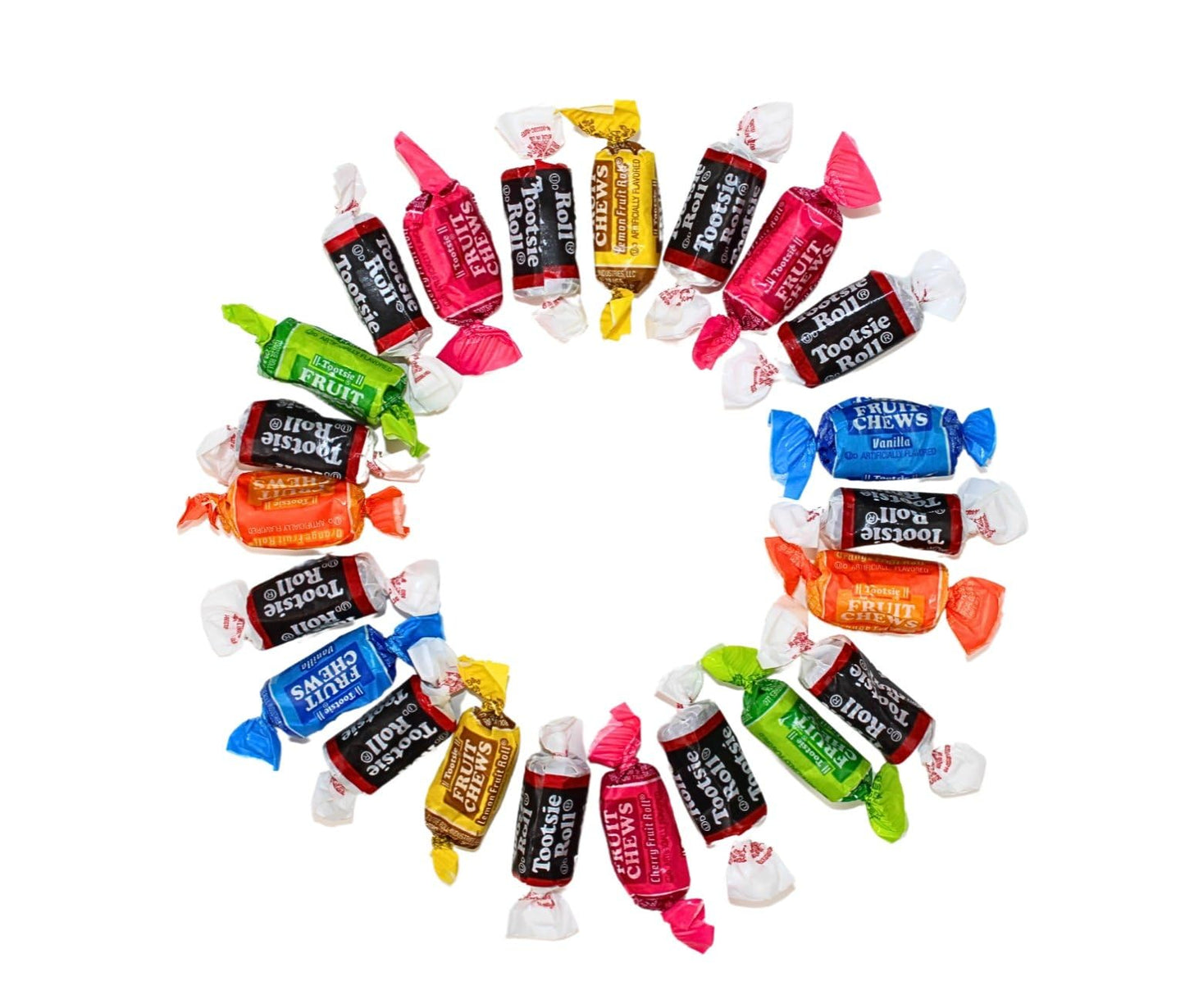 Mini Assorted Flavored Fruit Chews - Fruity and Chocolate Flavored Bulk Bites, Individually Wrapped Candy (2 Pound)