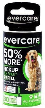 Evercare Pet Lint Roller Refill Extra Sticky All Purpose Use 60 Easy-Tear Sheets Per Roll Sticky Roller Cat & Dog Hair Remover for Furniture Clothing