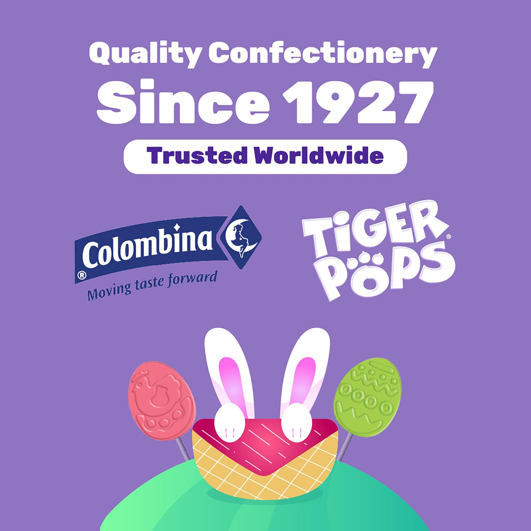Colombina Tiger Easter Pops, Cherry, Blue Raspberry, and Watermelon Flavored, Individually Wrapped, Ideal for Easter Baskets or Eggfillers, 7oz (Pack
