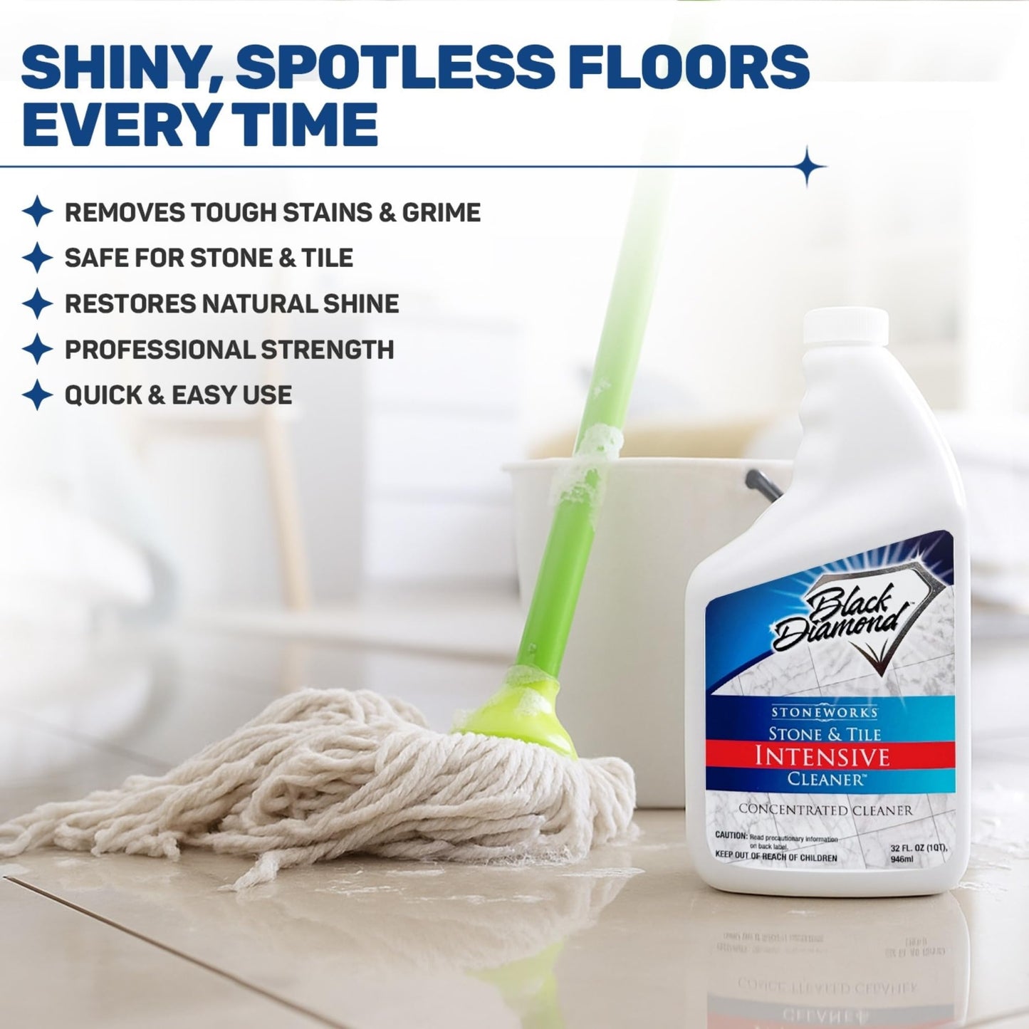 Black Diamond Stoneworks Stone & Tile Intensive Cleaner - Professional Deep Cleaner for Marble, Limestone, Travertine, Granite, Slate, Ceramic