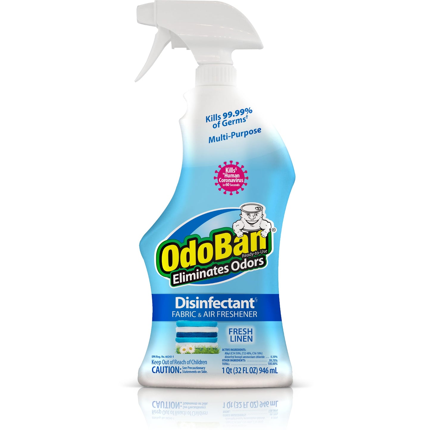 OdoBan Ready-to-Use Disinfectant and Odor Eliminator, Made in the USA, Fresh Linen Scent, 32 Ounce Spray Bottle