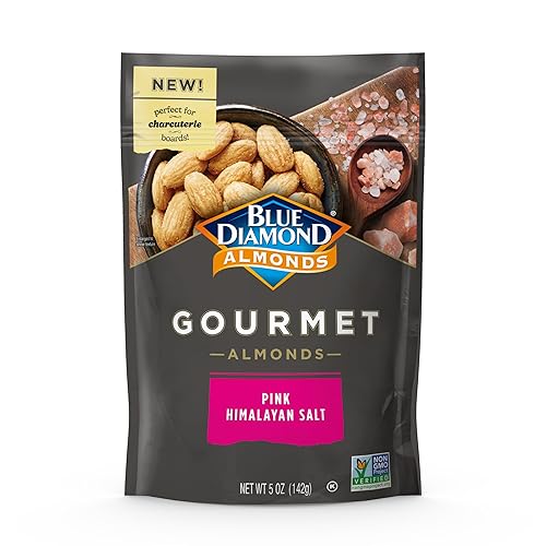 Blue Diamond Almonds, Gourmet Specialty Pink Himalayan Rock Salt Flavored Classic Snack Nuts Perfect for Charcuterie, Holidays, Gatherings, or Savory