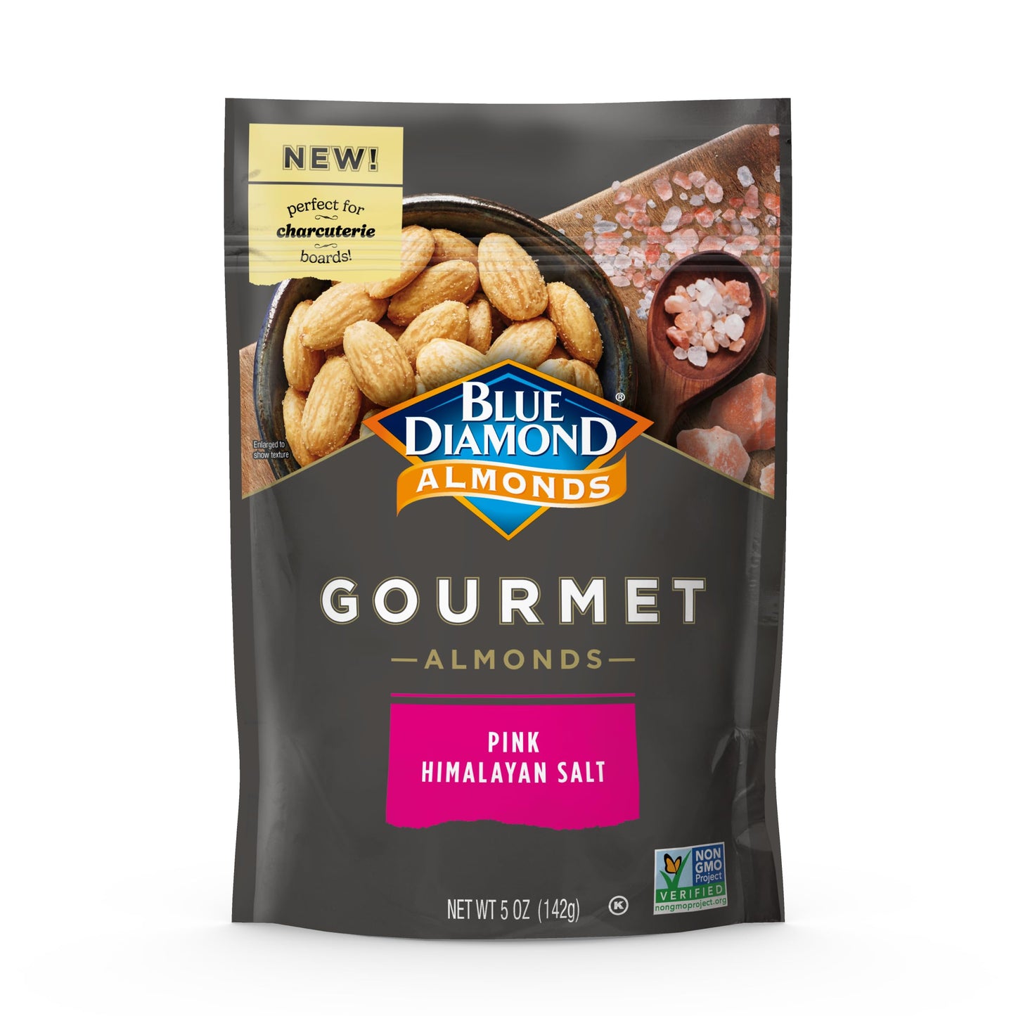 Blue Diamond Almonds, Gourmet Specialty Pink Himalayan Rock Salt Flavored Classic Snack Nuts Perfect for Charcuterie, Holidays, Gatherings, or Savory