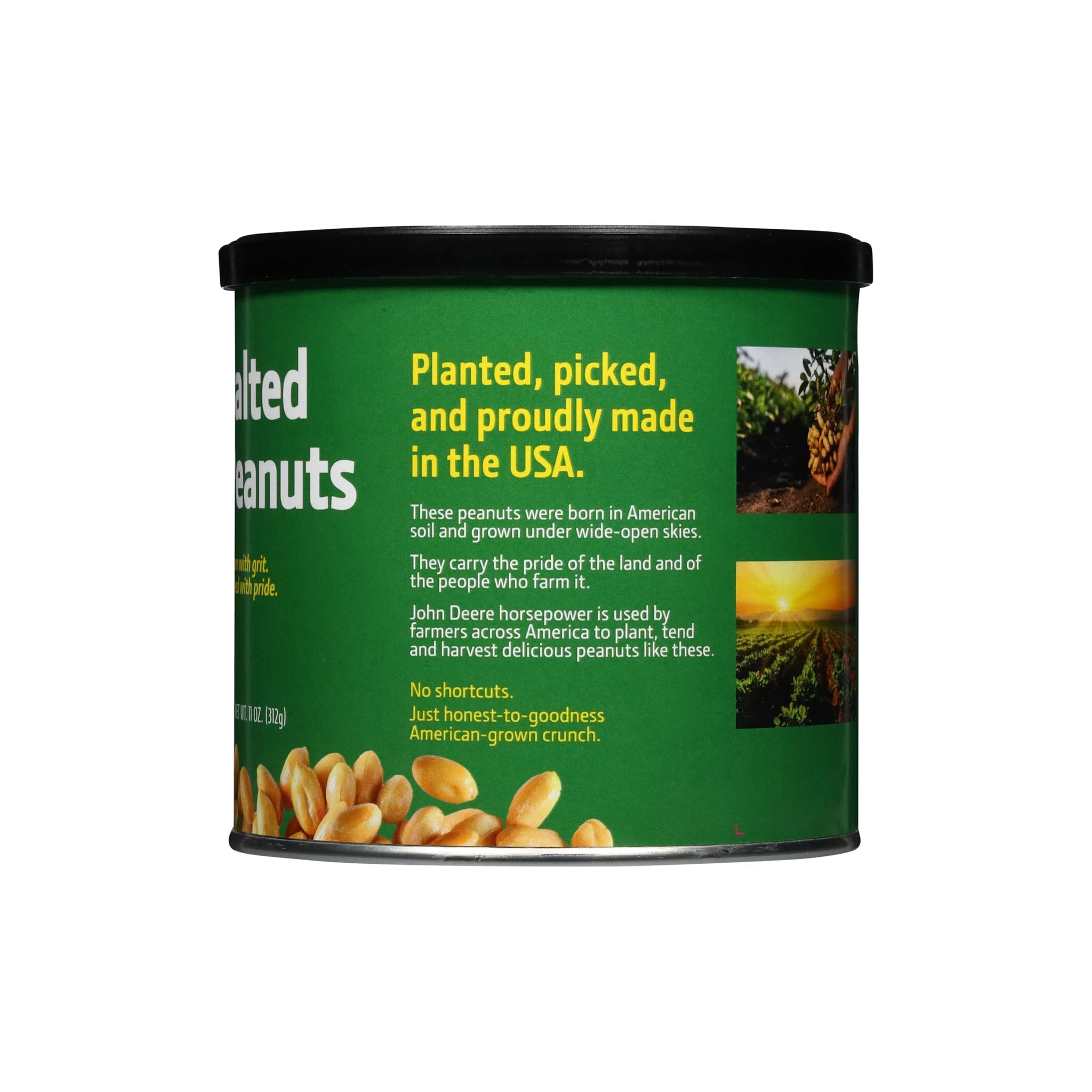 Cackalacky John Deere Salted Peanuts - 12 Ounce - Certified Gluten Free Roasted and Salted Nuts, Grown in USA
