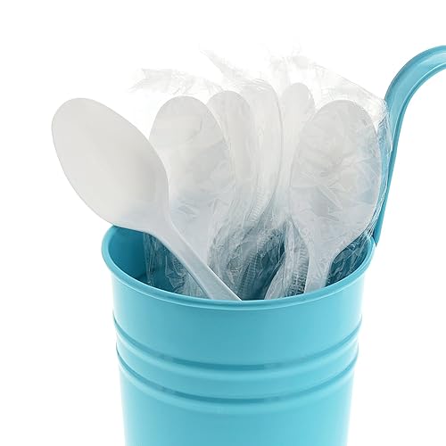 AmerCareRoyal Heavy Weight Individually Wrapped Disposable Polystyrene Plastic Teaspoons for Restaurants and Catering, White, Pack of 1000
