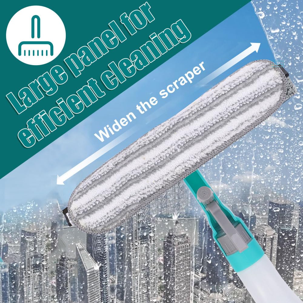 DONGKER 4 in 1 Window Cleaning Kit,Multifunction Window Cleaner Tool with Spray Bottle Squeegee & Microfiber Washer Head for Indoor Outdoor Glass