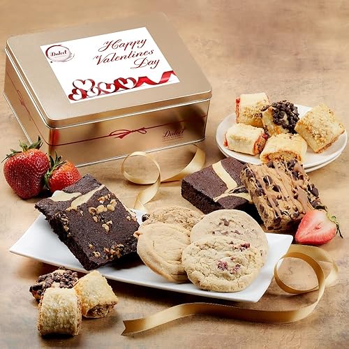 Dulcet Gift Basket Gourmet Brownie and Cookie Snack Signature Gift Basket-Includes a Variety of Pastries in an Elegant Hand Assembled Tin Box, Wish