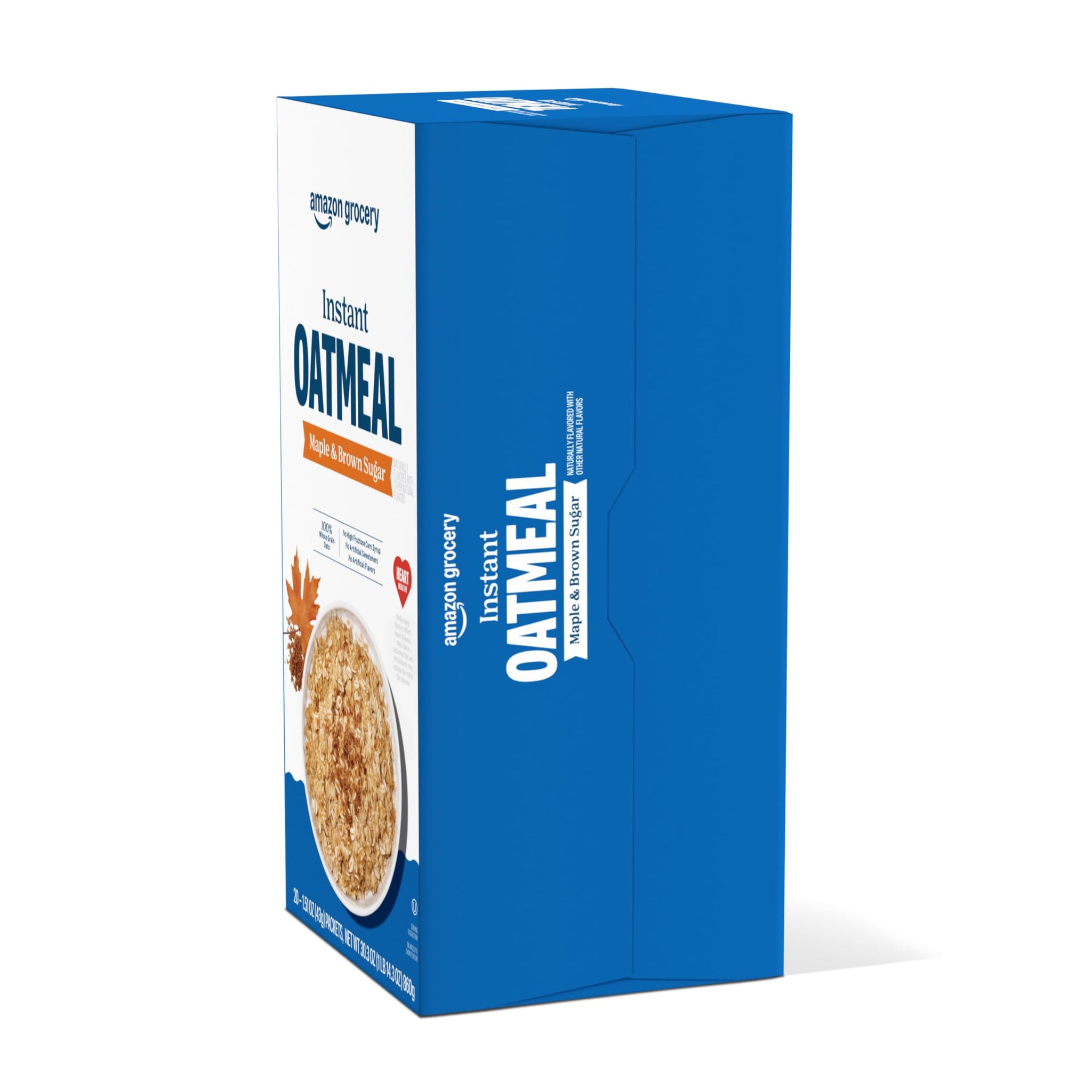 Amazon Grocery, Maple & Brown Sugar Instant Oatmeal, 1.51 Oz, 20 Ct
