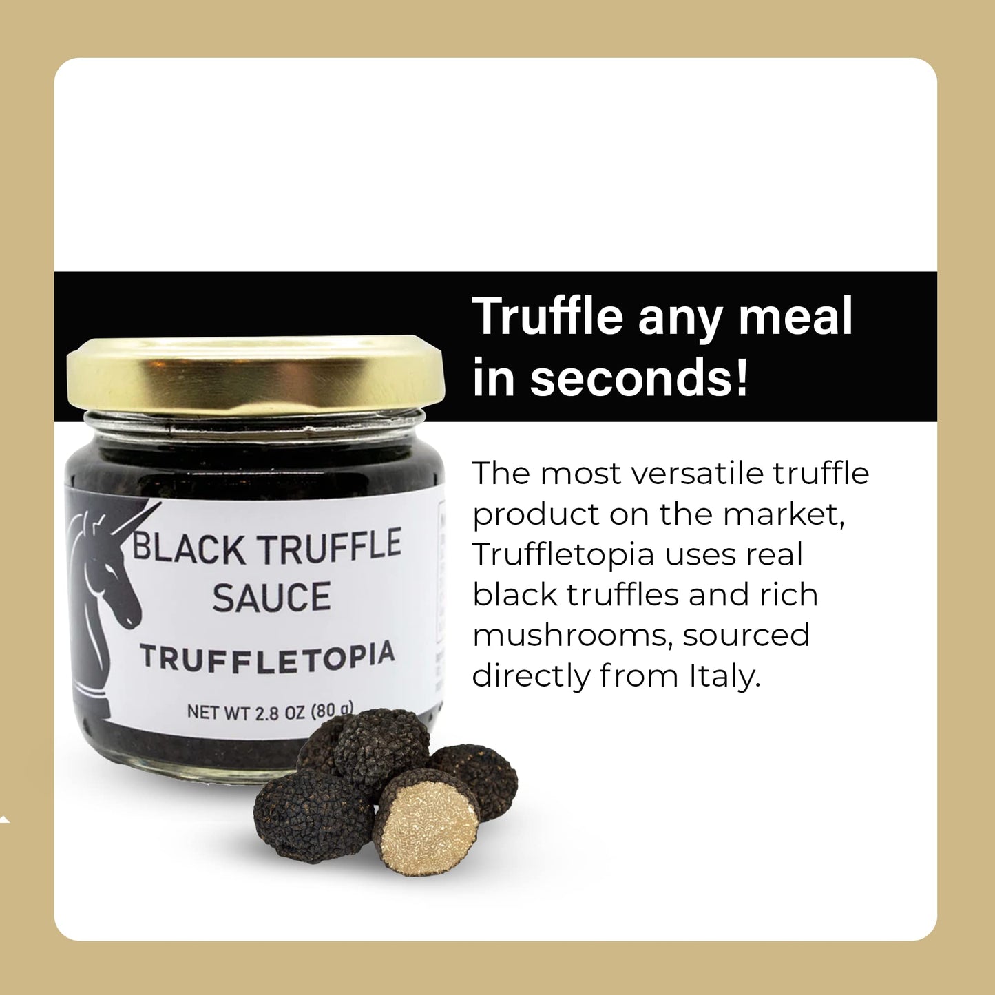 Truffletopia | Black and White Truffle Sauce w/Real Italian Truffles | Gourmet Pasta or Pizza Sauce | Use for Cooking | Gluten Free, Non-GMO | Gift