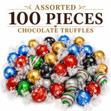 100 Count Assorted Chocolate Truffles, 5-8 Flavors (Flavors May Vary) - Milk & Dark Chocolate Candy, Gourmet Fine Chocolate Box, Basket Filler, Gift