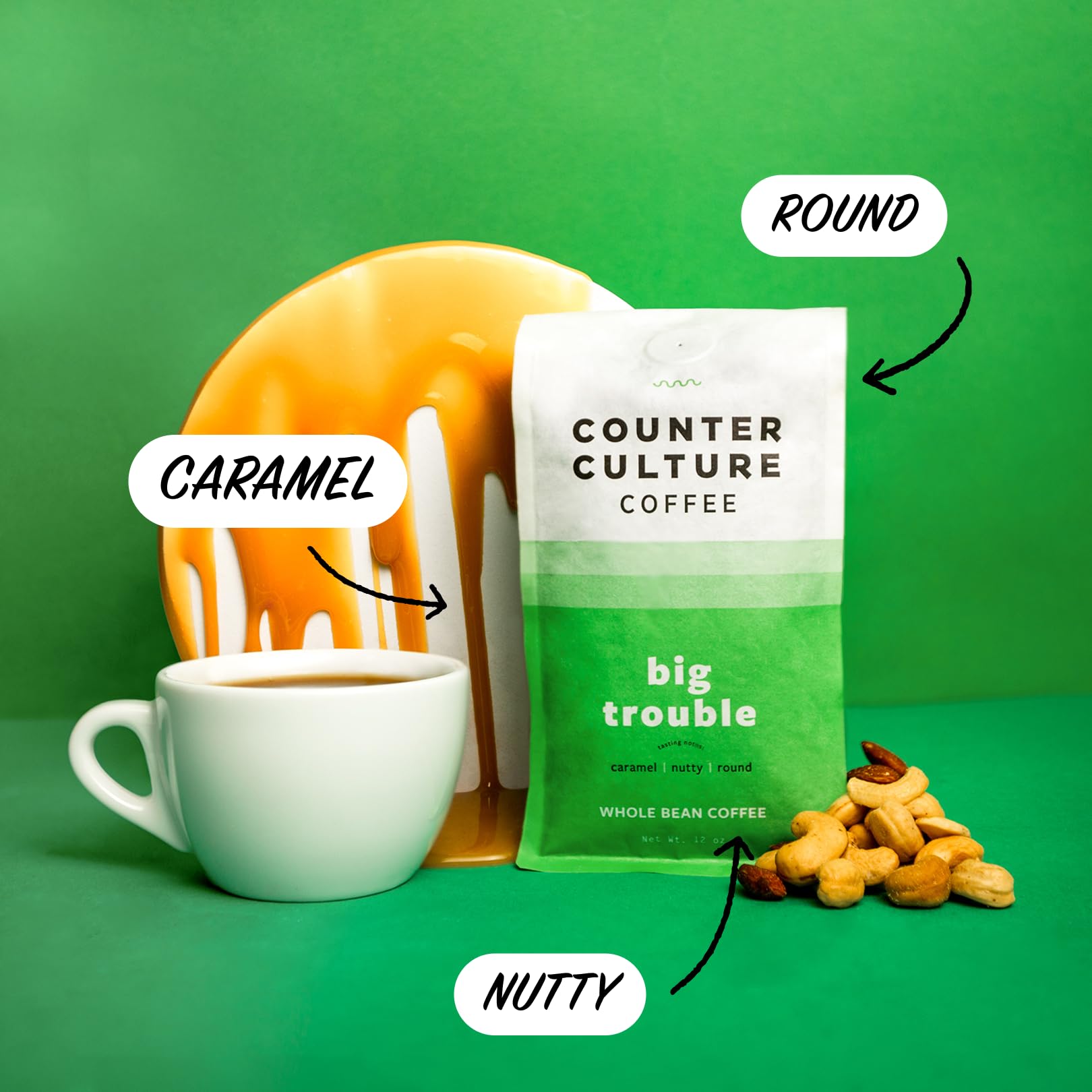 Counter Culture Whole Bean Coffee 2-Pack (Big Trouble - Medium Dark Roast & Slow Motion - Organic Decaf Medium Roast) Sustainably Sourced, Whole