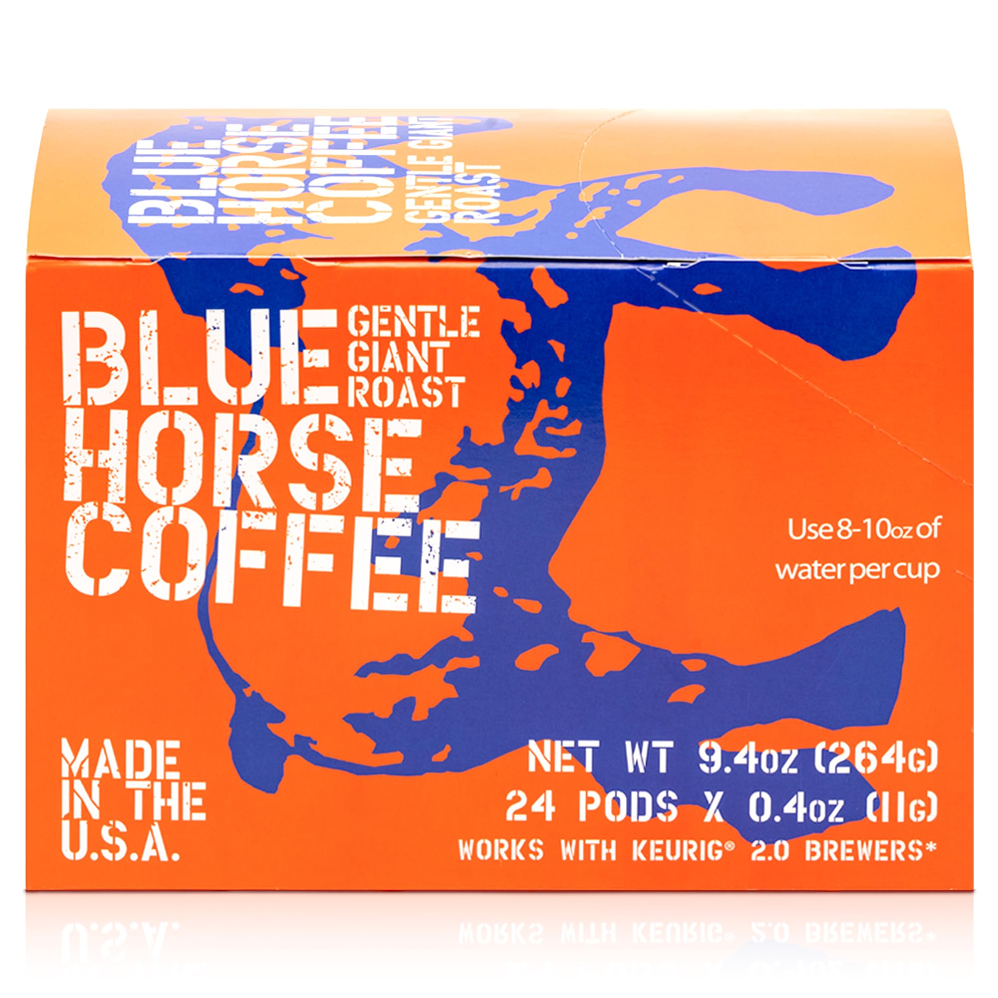 Blue Horse 'Gentle Giant' Original Coffee Pods, Medium Roast, 24ct Single Serve, Compatible with K Cups 2.0, Farm Fresh, Premium 100% Arabica Beans