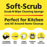 Soft-Scrub by Tuff-Scrub Scrub-N-Wipe Pad, Large, 6-Pack, Microfiber, Multi-Surface, Non-Scratch, Dual-Sided, Scrubber for Dishes, Sinks, Non-Stick